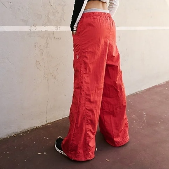 Free People Movement Syrah Red Nina Packable Pants Large Wide Adjustable Leg - Picture 2 of 14